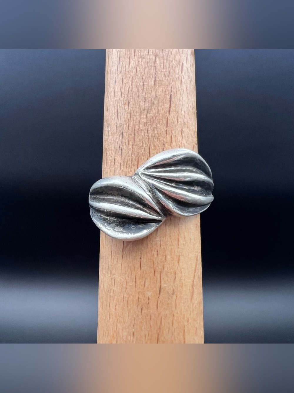 Sterling Silver Sculptural Fluted Twist Ring